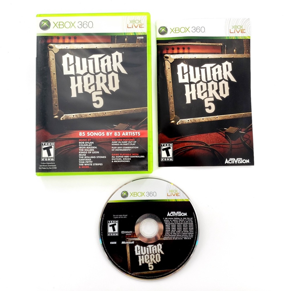 Guitar Hero 5 (Microsoft Xbox 360, 2009) Complete Tested & Works